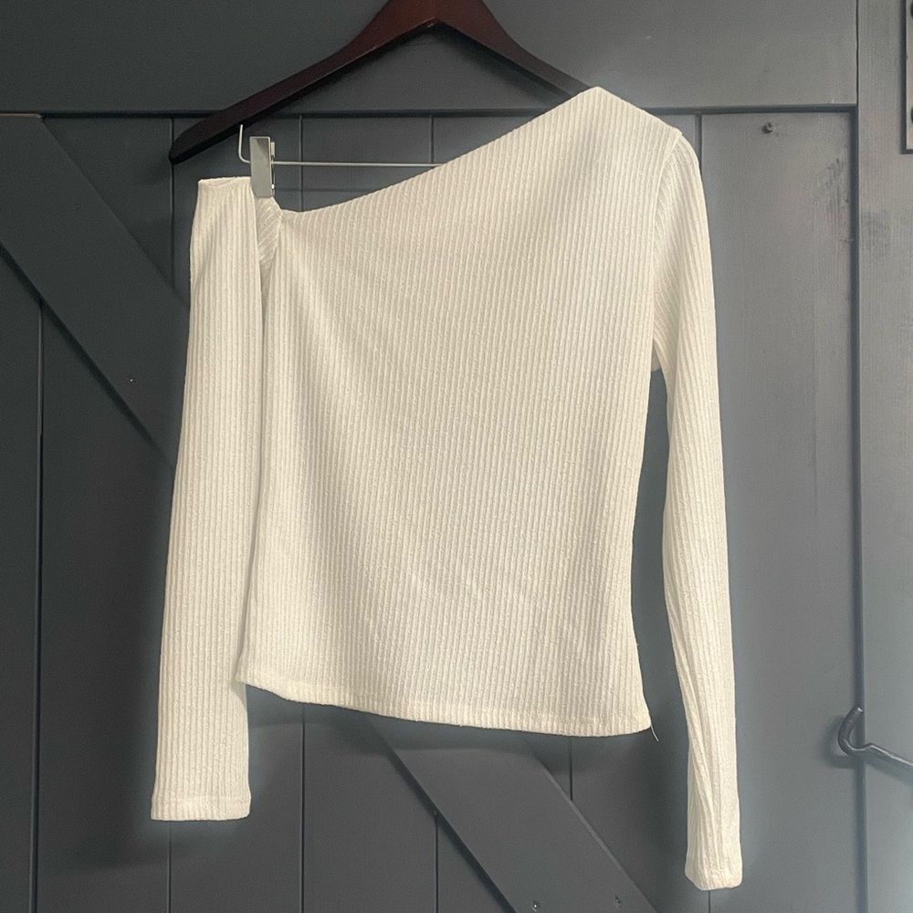 Lush Cream Knit One-Shoulder Top